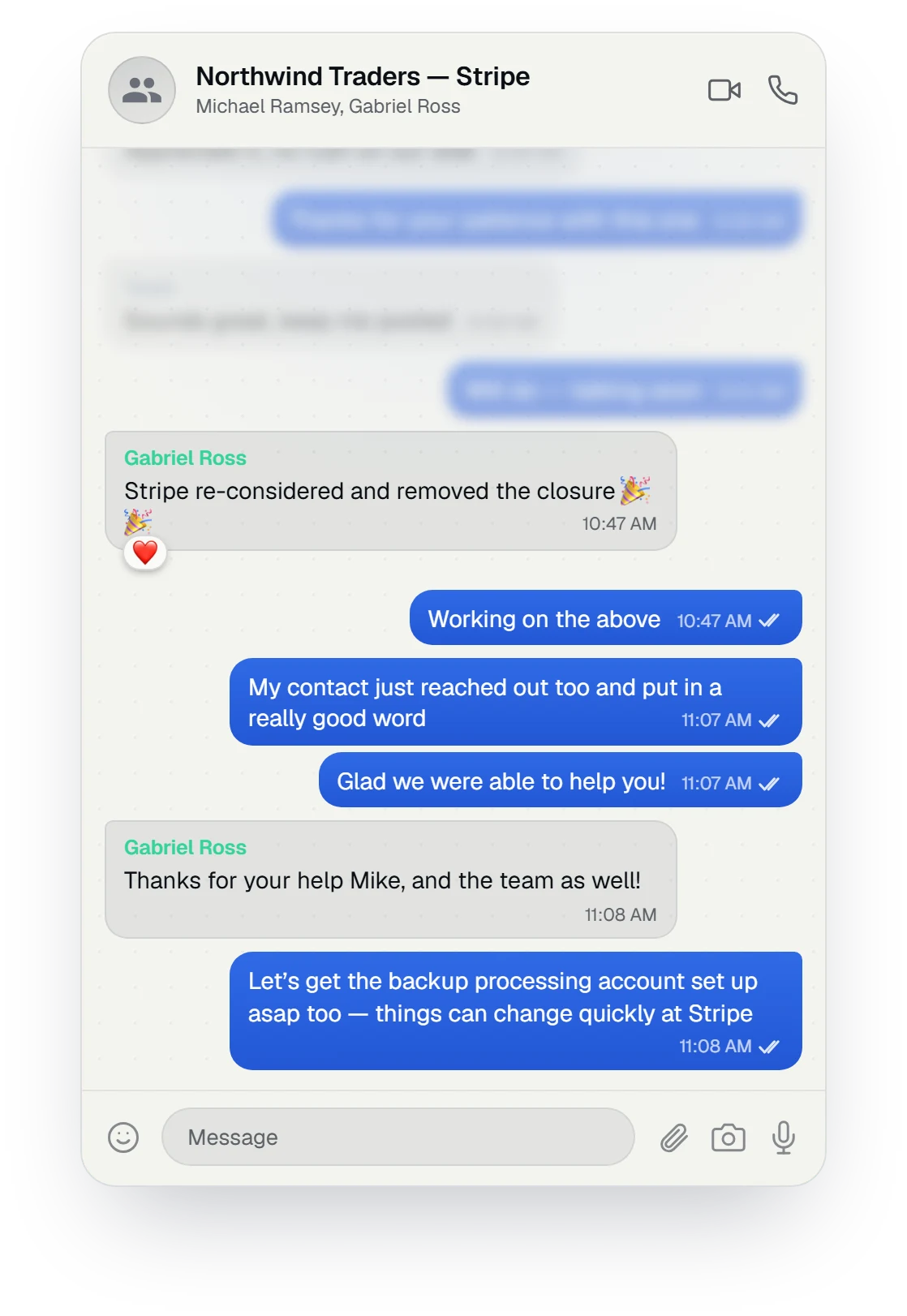 Client chat: Stripe reconsidered and removed the account closure