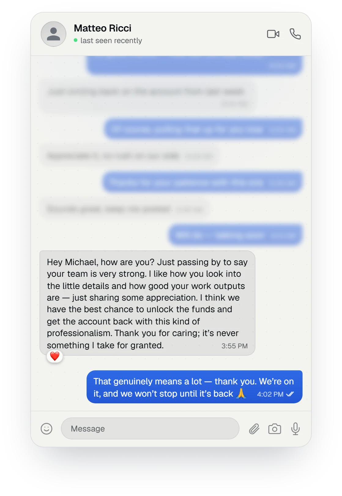 Client chat: passing by to say the team is very strong